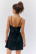 Urban Outfitters Tie-Back Mini Dress Size XXS black satin by Light Before Dark