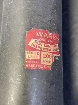 Ware OT200, 200 Amp 600 Volt Or Less, Issue LX-93, 9-3/4'', Free US Ship