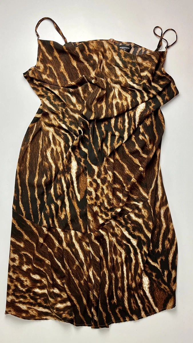 Rebdolls Brown Leopard Print Cami Dress Adjustable Straps Maxi