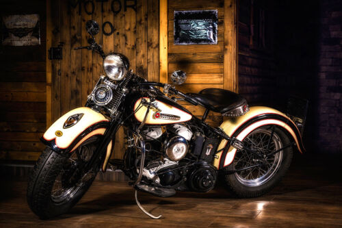 Harley Davidson Flathead V-Twin: poster fotografico galleria di stampa metallo tela-Fujifilm - Foto 1 di 54