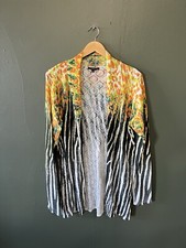 Alberto Makali Women Silk Blend Open Front Cascading Cardigan Size XL Multicolor