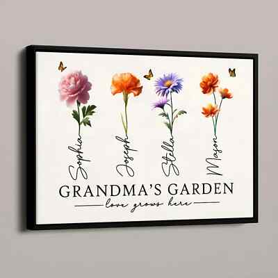 Birth Month Flowers Personalized Poster, Birthday Gift For Grandma, Mother's Day