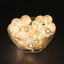 Lotti Catena 24 Sfere Uncinetto LED Bianco Caldo 9,2m Palle Luci Natalizie