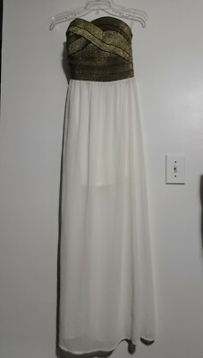 Ces Femme Alter Gold Dress Maxi Length Womens Medium 