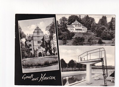 D8379) GREETINGS from HAUSEN   three-picture AK with swimming pool and diving...