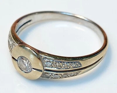 MAGNIFIQUE BAGUE OR 18 CARATS - DIAMANTS 0.42 CARAT- 2,60 g - Photo 1/3