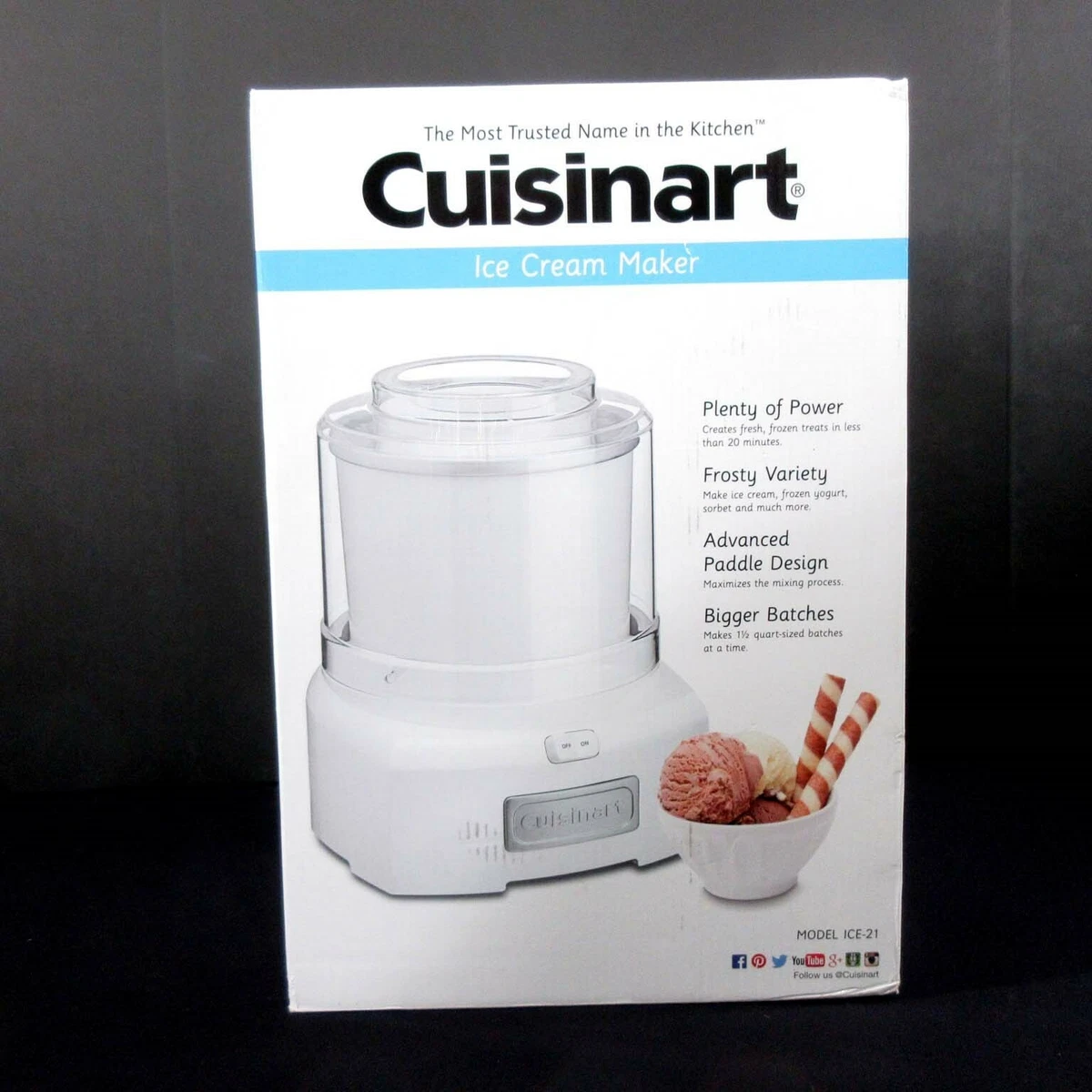 NEW Cuisinart ICE21 Ice Cream, Frozen Yogurt, Sorbet Maker White FREE