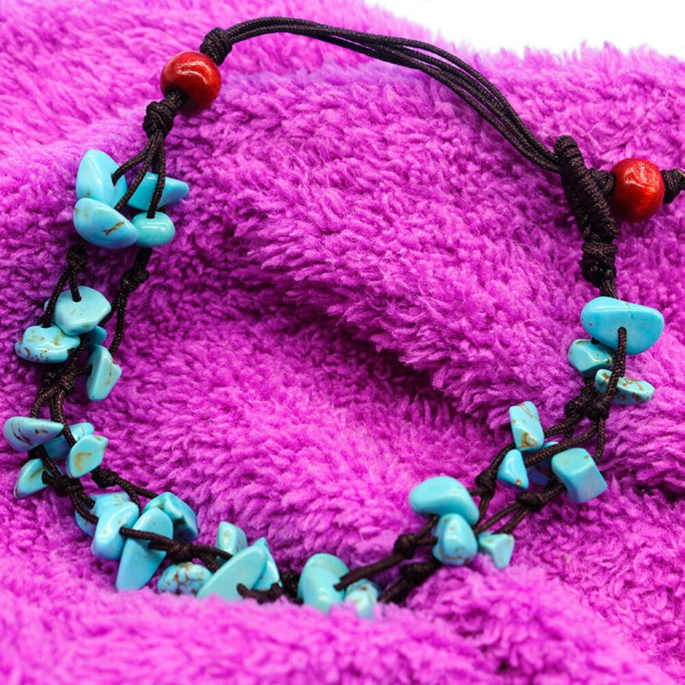 Ankle Chain Women’s Jewelry Bracelet Braided Beach Anklets Gemstone