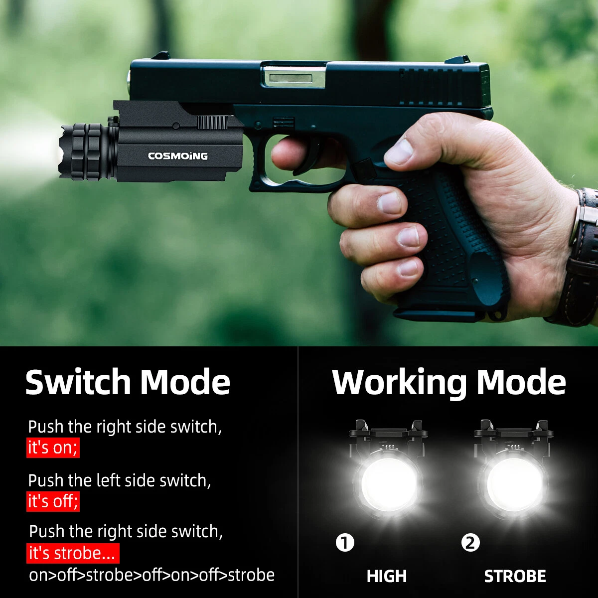 500Lumen Pistol Light Rifle Shotgun Rail Mount Gun LED Flashlight