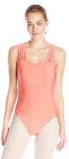 Danskin Women's Scoop Neck Leotard with Shirring Details, Sz 0-2, Coral