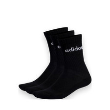 adidas Linear Cushioned Crew Socks 3 Pairs Black Sport Casual Socks IC1301