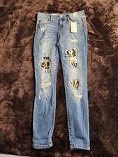Judy Blue Jeans Skinny Fit Leopard Jeans Womens Sz 9/29 Medium Wash Mid Rise NWT
