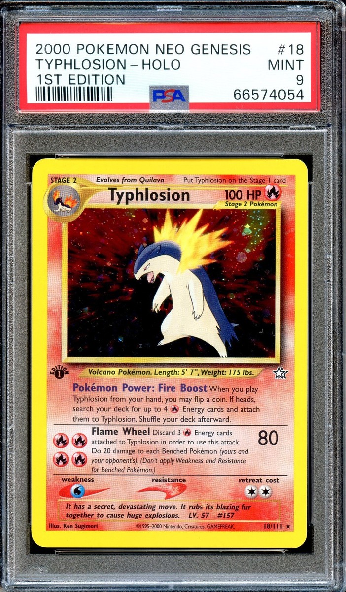 PSA 9 Typhlosion 1st Edition Neo Genesis 18/111 Pokemon Card MINT