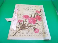 Vintage Mother's Day Card 1958 American Greeting Pink Carnations, Rhinestone
