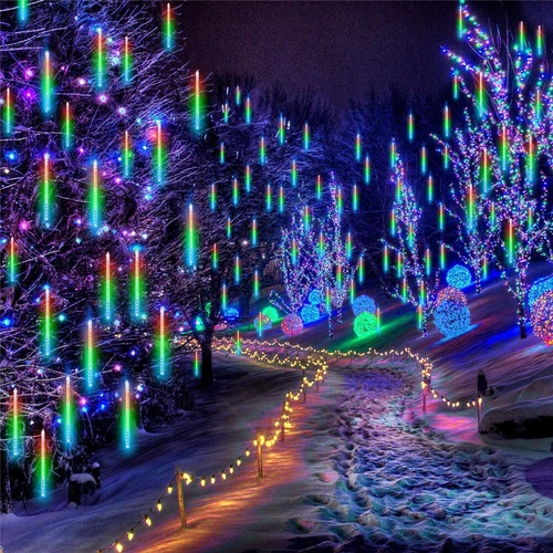 LED Meteor Shower Lights Waterproof Falling Rain Icicle Outdoor Christmas Decor - Picture 19 of 22