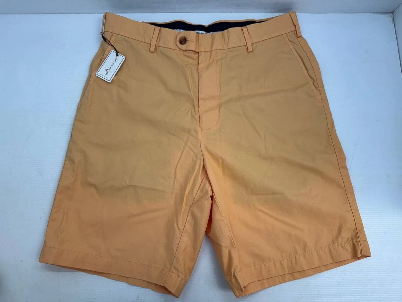 Peter Millar Mens Shorts Size 33 Orange Relaxed Golf Casual