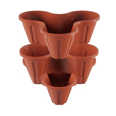 Stacking Planter Tower- 3-Tier Space Saving Flower Pots- Set of 3 Indoor/Outd...