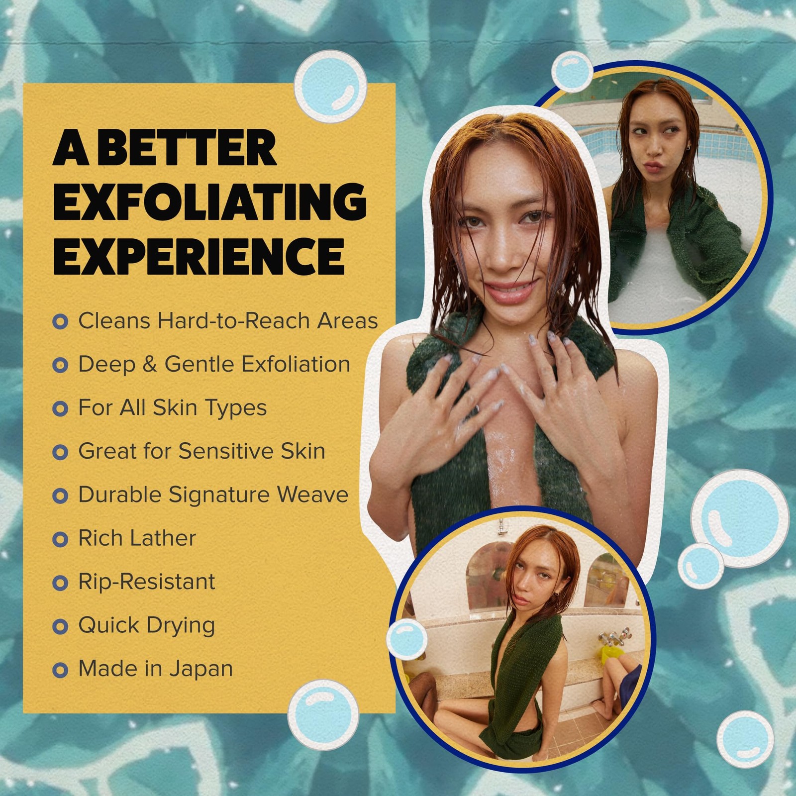 	GOSHI Exfoliating Shower Towel - Rip-Resistant Exfoliating Washcloth for All	