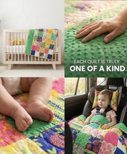 Happy floral Baby Quilt With Two Little Pillows