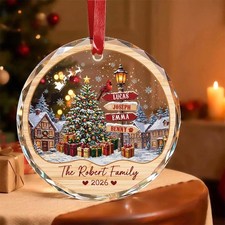 Custom Family Names Christmas Ornament 2026, Personalized Family With Pet Holida