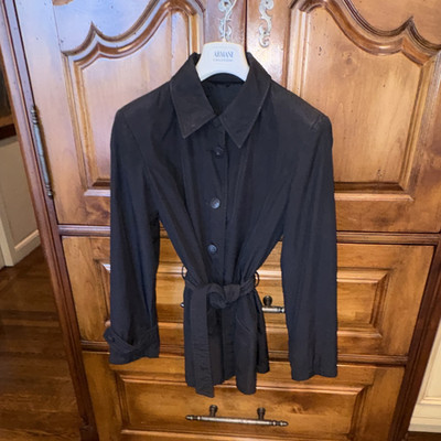 Kenneth Cole New York Women's Black Belted Button-Front Mid-Length Trench S