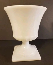 E.O. Brody Co. Vintage White Milk Glass 7” Tall Footed Vase/Planter/ Grecian Urn