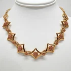 Vintage Rose Gold Tone & Goldstone Collar Necklace 17"