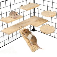 LShaped Wooden Hamster Cage Platform Ladder Climbing Toy Sugar Glider Rat L