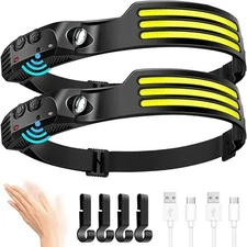 COB LED Headlamp USB Rechargeable Headlight Bar Head Band Torch Work Light 6000K