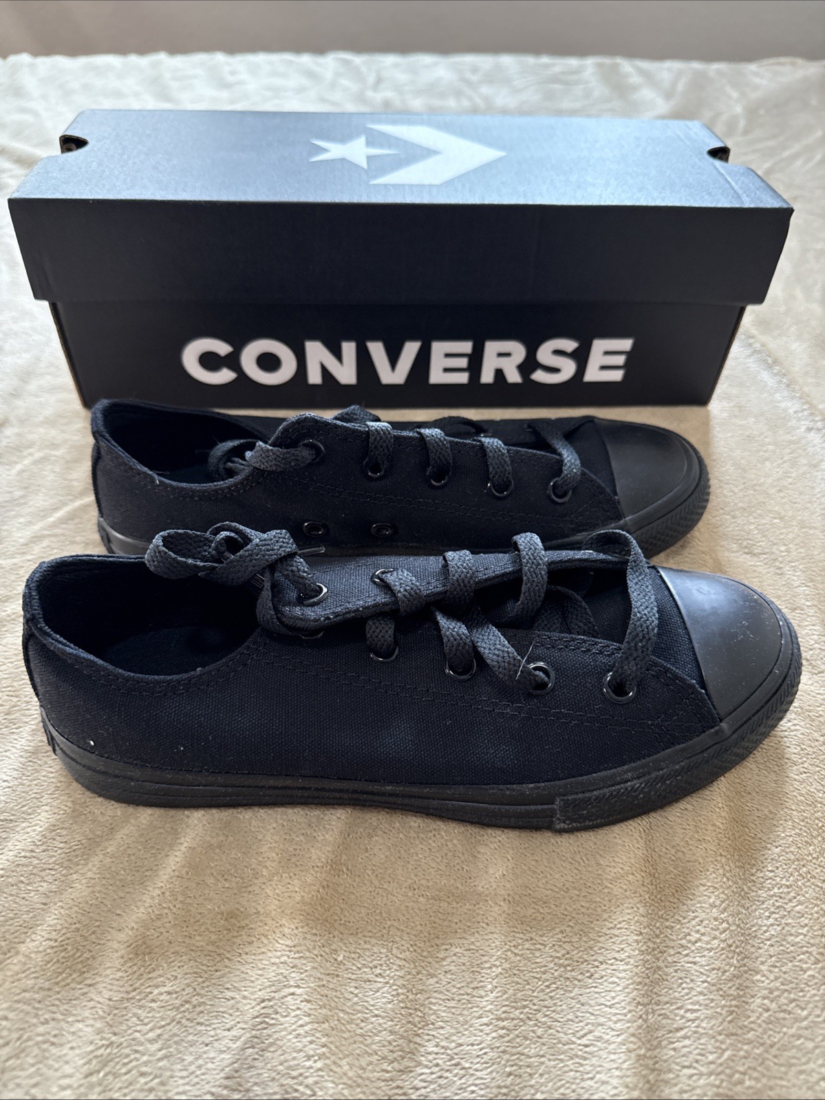 CONVERSE All Star Low Black Chuck Taylor Shoes Little Boys Girls Kids Sneakers 3