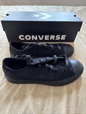 CONVERSE All Star Low Black Chuck Taylor Shoes Little Boys Girls Kids Sneakers 2