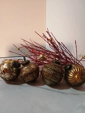Winter Wonder Lane Box Of 10 Glass Ornaments Rustic Cottage Collection Bronze