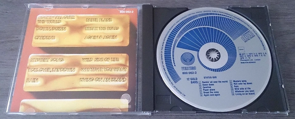STATUS QUO - 12 GOLD BARS (1983)  CD  1st PRESS BLUE SWIRL  800 062-2 (GERMANY) - Bild 4 von 4