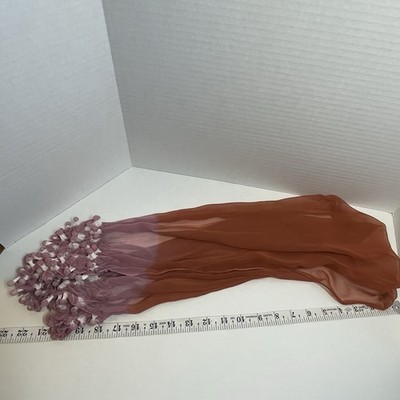 Vintage ARTISAN Made Kanoko SHIBORI SCARF, Ombré Dyed Rust Lavender