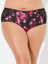 Torrid Black Microfiber Mid Rise Hipster Lace XO Back Panty Plus Size 1X, 14/16