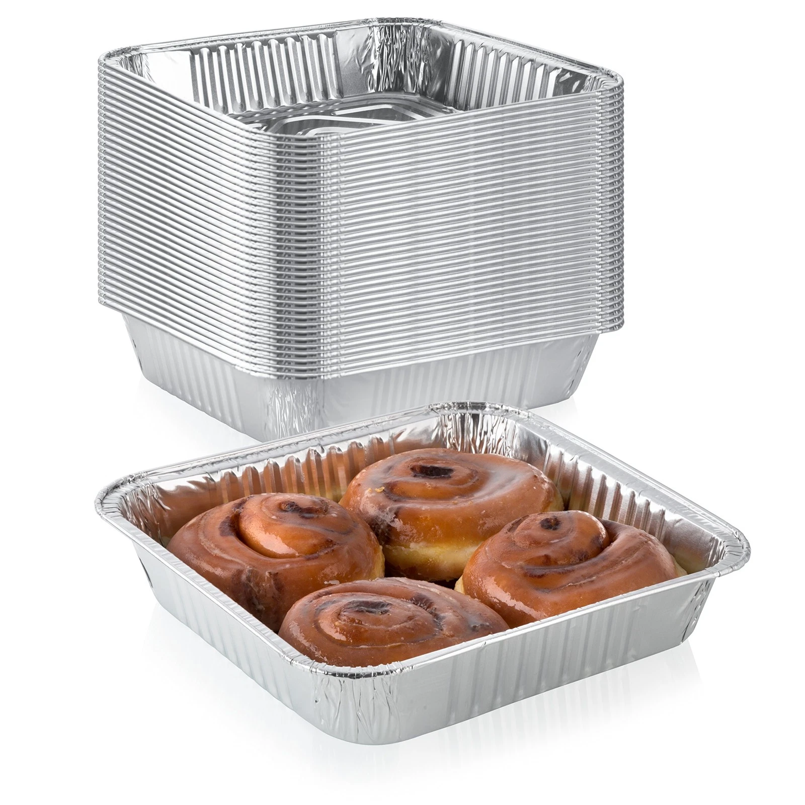 Pack of 30 Extra-Thick Disposable Aluminum Baking Pans | Standard Size 9” x 9” R
