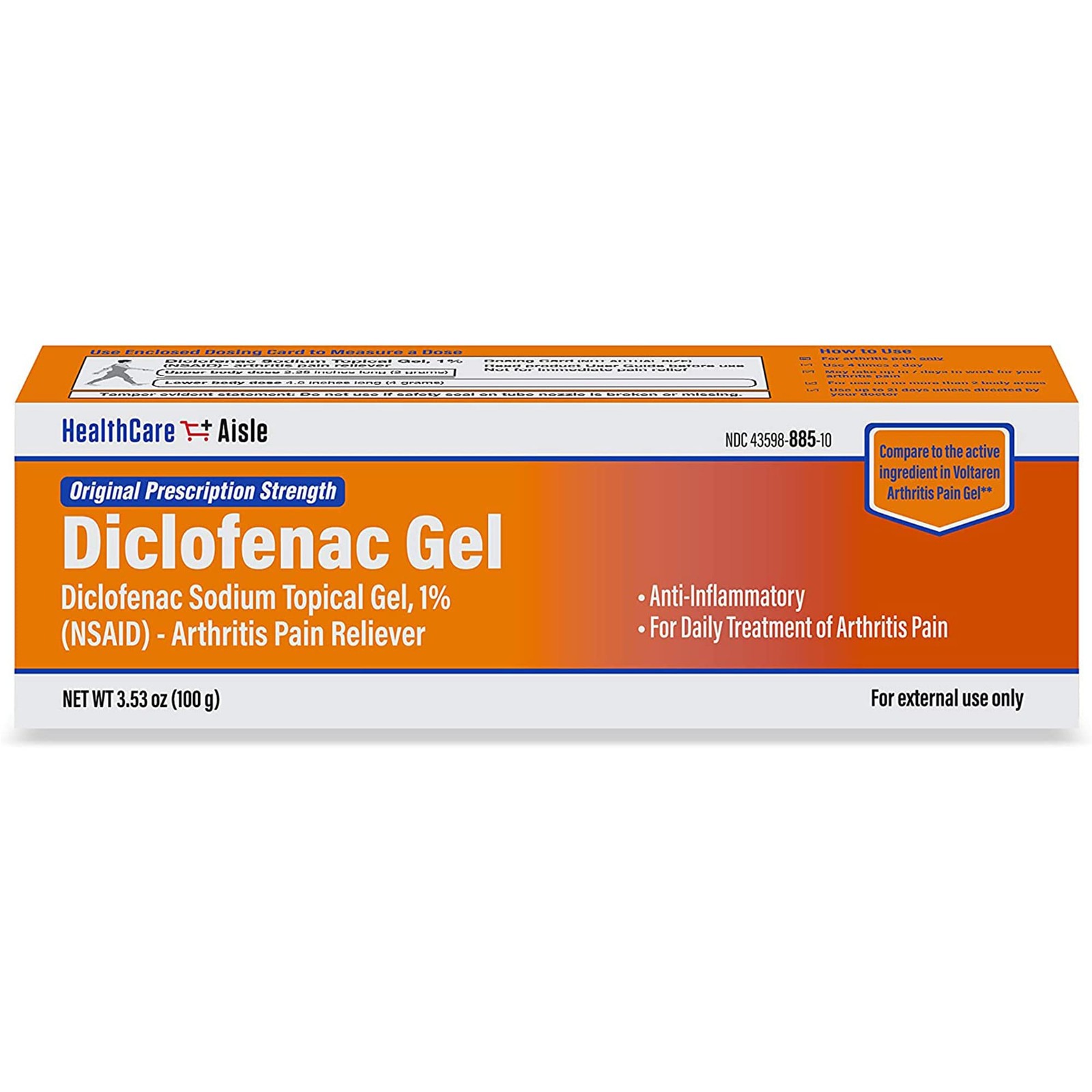HealthCareAisle Diclofenac Gel, 1%, Arthritis Pain 100 Gram (Pack of 1), Gel