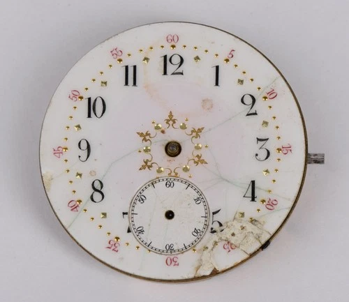 Antique Illinois Watch Co Springfield Dial & Movement 42mm - Parts