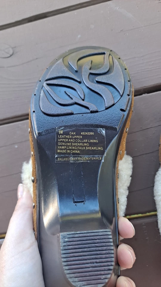 Isaac Mizrahi Tan Size 8M Women's Leather Genuine Shearling Oak Slip-On Mule - Изображение 3 из 4