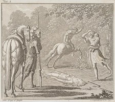 D. CHODOWIECKI (*1726), Idris im Harnisch vertreibt den bösartigen Zentauren,  1