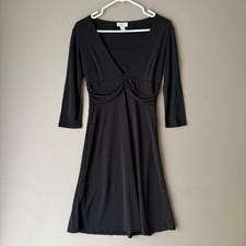 Ann Taylor LOFT Size 4 Black shift long sleeve mini Dress