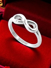 Silver 316L Stainless Steel Infinity Knot Ring Size 5.5 2mm Non Tarnish