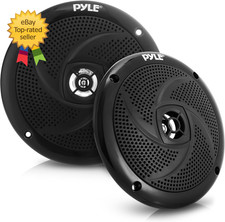 Waterproof Marine Speakers Pair of 5.25 180 Watt Low Profile Slim Style Black..