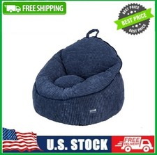 Room Revival Compressed Foam Bean Bag Chair for Kids, Navy Blue
