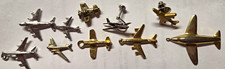 Lot of 10 Airplane/Aircraft Pins, Charms & Mixed Jewelry Metal Silver/Gold Tone