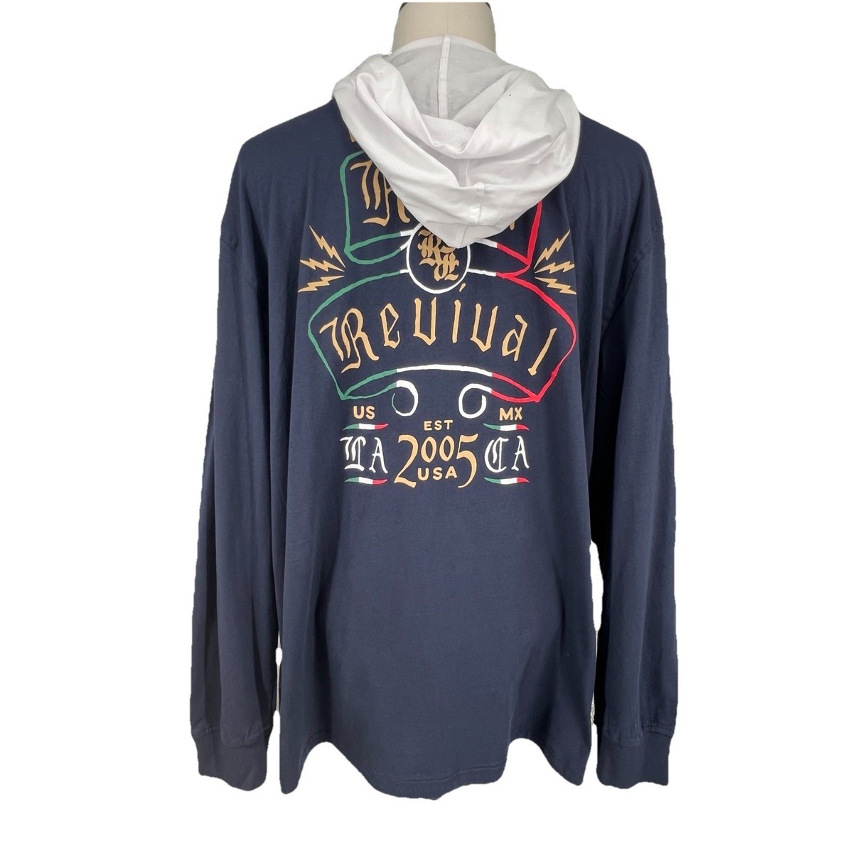 jampan NEW Rock Revival Pull Over Hoodie Men's Big Man 3X Blue Hooded