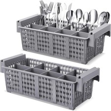 2 Pcs 8 Compartment Flatware Dishwasher Silverware Cutlery Basket with Handle Di