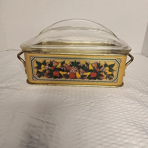Pyrex Vintage Metel Holder Teleflora 1981  Loaf Dish 213 1.5 QT Westinghouse Lid