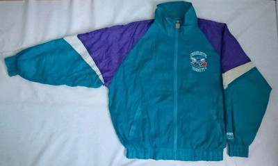 VTG RARE LOGO7 CHARLOTTE HORNETS FULL ZIPP WINDBREAKER JACKET SIZE