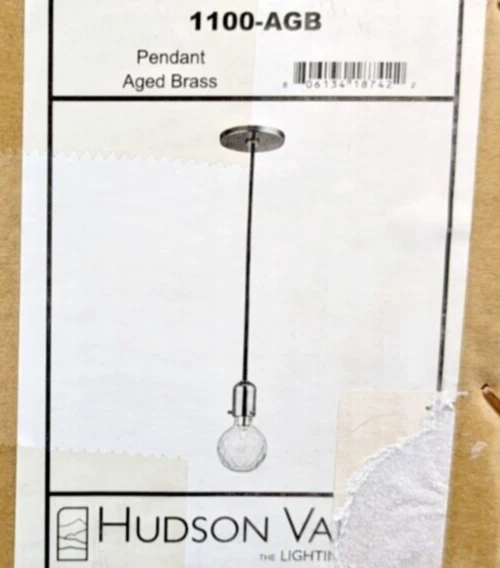 HUDSONVALLEY ОСВЕЩЕНИЕ MARLOW 1-СВЕТ МИНИ ПОДВЕСКА СОСТАРЕННЫЙ ЛАТУННЫЙ ЧЕРНЫЙ ШНУР 1100AGB - Изображение 2 из 3